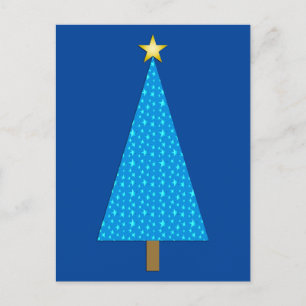 Blauwe sterren moderne kerstboom feestdagenkaart