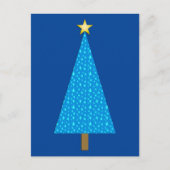 Blauwe sterren moderne kerstboom feestdagenkaart (Voorkant)