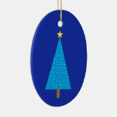 Blauwe sterren moderne kerstboom keramisch ornament (Rechts)