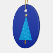 Blauwe sterren moderne kerstboom keramisch ornament (Links)