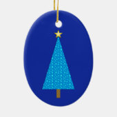 Blauwe sterren moderne kerstboom keramisch ornament (Achterkant)