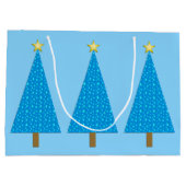 Blauwe sterren moderne kerstboom large cadeautasje (Achterkant)