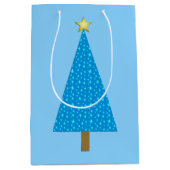 Blauwe sterren moderne kerstboom medium cadeauzakje (Voorkant)