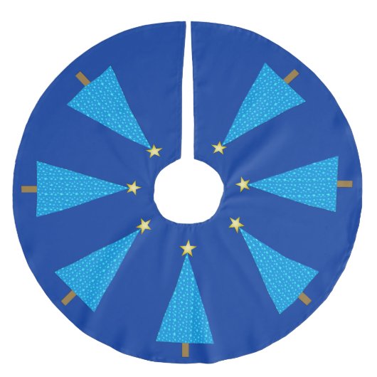 Blauwe sterren moderne kerstboom rok (Voorkant)