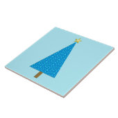 Blauwe sterren moderne kerstboom tegeltje (Zijkant)