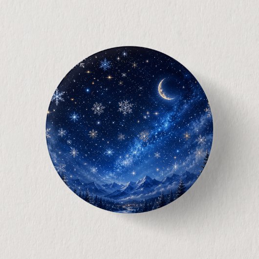 BLAUWE STERREN NACHTHEMEL | HEMELSE SPELD PERSOONL RONDE BUTTON 3,2 CM (Voorkant)