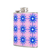 blauwe sterren op de roze kolf heupfles (Links)