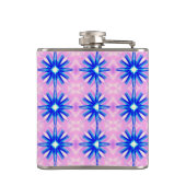 blauwe sterren op de roze kolf heupfles (Achterkant)
