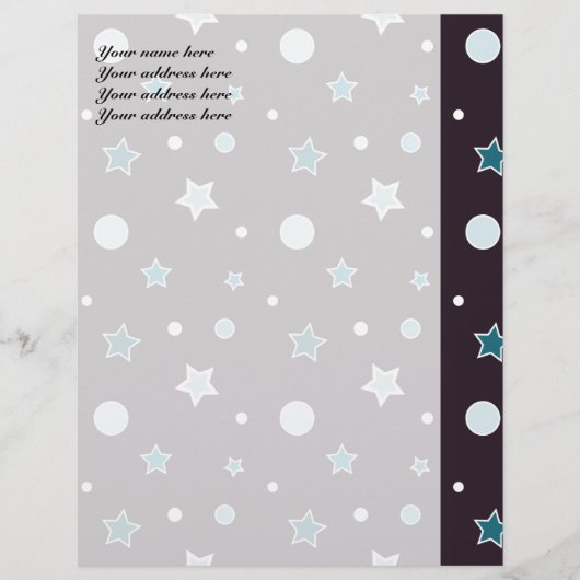 Blauwe sterren persoonlijk briefhoofd (Voorkant)