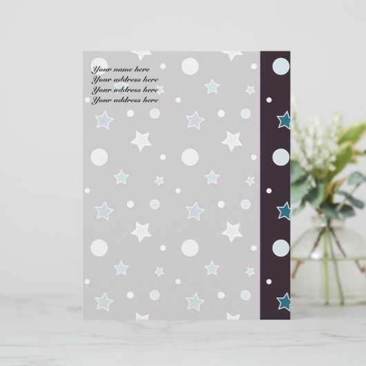 Blauwe sterren persoonlijk briefhoofd (Staand voorkant)