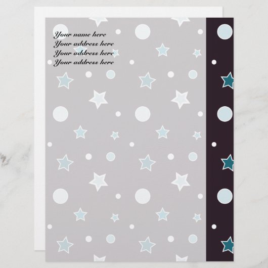 Blauwe sterren persoonlijk briefhoofd (Voorkant / Achterkant)