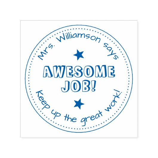 Blauwe sterren & persoonlijke Geweldige taakleraar Zelfinktende Stempel (Design)