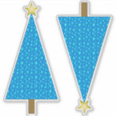 Blauwe sterren Retro moderne kerstboom Sticker (Voorkant)