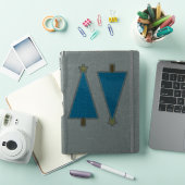Blauwe sterren Retro moderne kerstboom Sticker (iPad Cover)