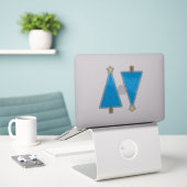Blauwe sterren Retro moderne kerstboom Sticker (Laptop op bureau)