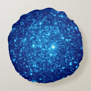 Blauwe Sterren Ronde Kussen