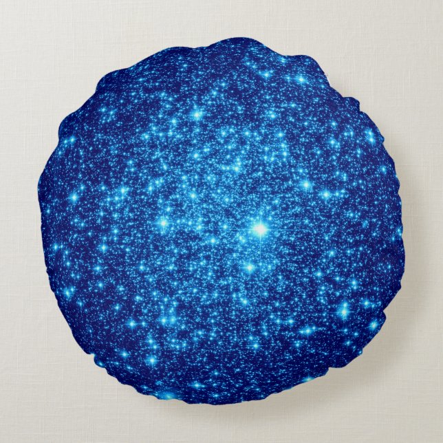 Blauwe Sterren Ronde Kussen (Achterkant)