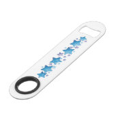 Blauwe sterren speed flessenopener (Voorkant Gekanteld)