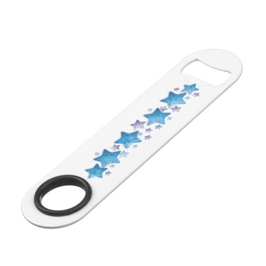 Blauwe sterren speed flessenopener (Achterkant Gekanteld)