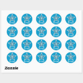 Blauwe sterren 'STAR', rond sticker blauw (Vel)