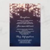 Blauwe Sterren String Lights Bruiloft Informatie Informatiekaartje (Voorkant)