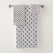 Blauwe sterren Tan Squares Latic Pattern Towel set Bad Handdoek (Insitu)