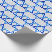 Blauwe sterren van David Happy Hanukkah-pakpapier Cadeaupapier (Hoek)