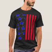 Blauwe sterren Verticale strips Patriottische T-sh T-shirt (Voorkant)