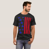 Blauwe sterren Verticale strips Patriottische T-sh T-shirt (Voorkant volledig)