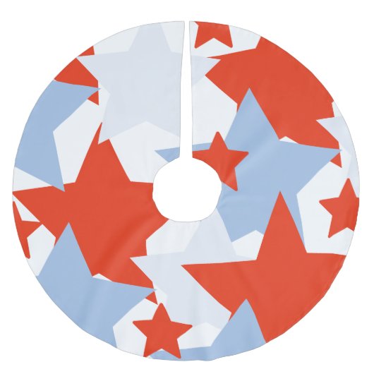 Blauwe sterren Vierde juli Patriottisch Rood Kerstboom Rok (Voorkant)