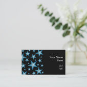 Blauwe sterren visitekaartje zwart (Staand voorkant)