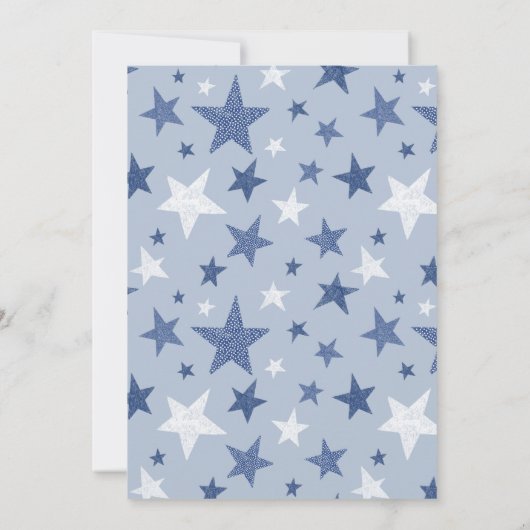 Blauwe sterren Winter Penguin Baby shower Kaart (Achterkant)