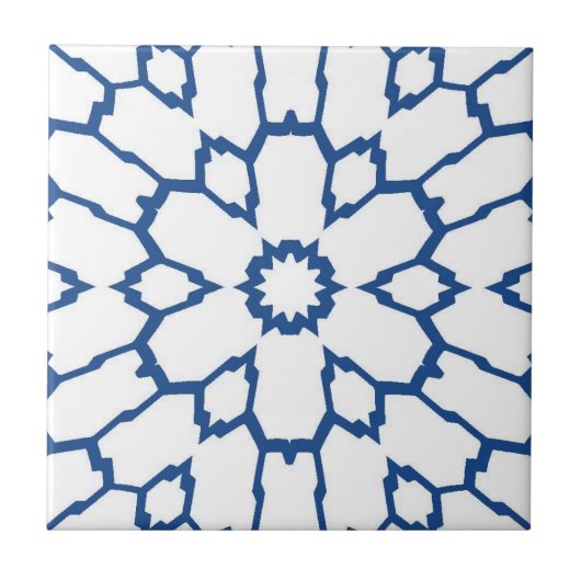 Blauwe sterren, witte achtergrond tegeltje (Voorkant)