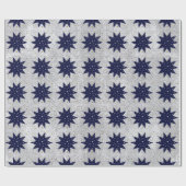 Blauwe sterren & witte sterren & dunne gouden ster cadeaupapier (Vlak)