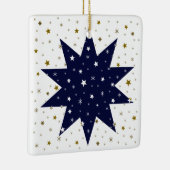 Blauwe sterren & witte sterren & dunne gouden ster keramisch ornament (Rechts)
