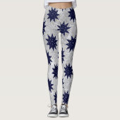 Blauwe sterren & witte sterren & dunne gouden ster leggings (Voorkant)