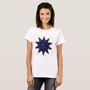 Blauwe sterren & witte sterren & dunne gouden ster t-shirt