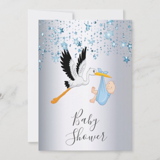 Blauwe sterren Zilveroosterbok baby shower Kaart (Voorkant)