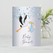 Blauwe sterren Zilveroosterbok baby shower Kaart (Staand voorkant)