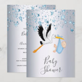 Blauwe sterren Zilveroosterbok baby shower Kaart (Voorkant / Achterkant)