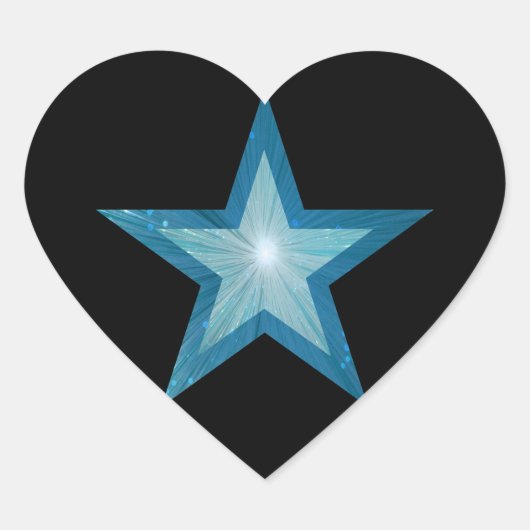 Blauwe sterren, zwart hart sticker (Voorkant)