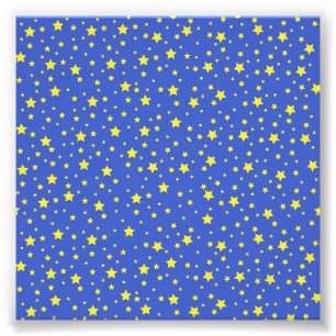 Blauwe Sterrenhemel Gele sterren Mooie sterrenlich Foto Afdruk