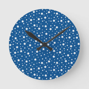 Blauwe Sterrenhemel Witte Sterren Mooie Sterrenlic Ronde Klok
