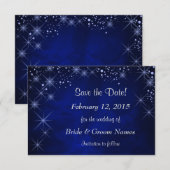 Blauwe Sterrennacht Bruiloft Save the Date (Voorkant / Achterkant)