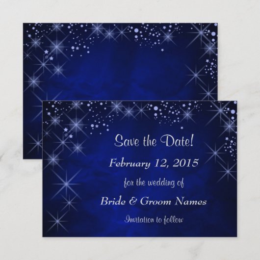 Blauwe Sterrennacht Bruiloft Save the Date (Voorkant / Achterkant)