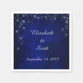 Blauwe Sterrennacht bruiloft Servetten