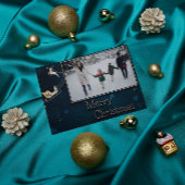 Blauwe Sterrennacht Familie Foto Kerst Kaart