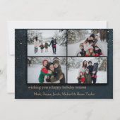 Blauwe Sterrennacht Familie Foto Kerst Kaart (Achterkant)