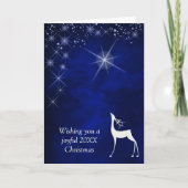 Blauwe Sterrennacht kerstkaart Feestdagen Kaart (Voorkant)