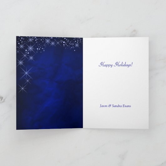 Blauwe Sterrennacht kerstkaart Feestdagen Kaart (Binnen)